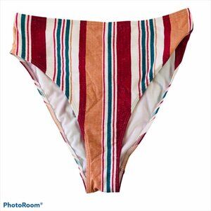 Roxy Womens Striped High Waisted Bikini Bottom Small